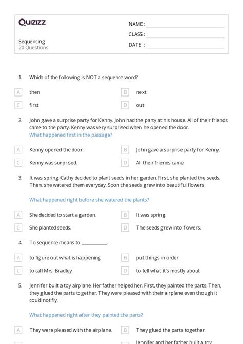 50 Sequencing Events Worksheets For Kindergarten On Quizizz Free And Printable