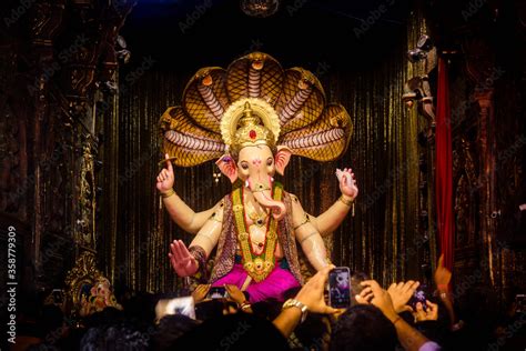 Ganesh Chaturthi - Lalbaugcha raja in Mumbai India Stock Photo | Adobe ...