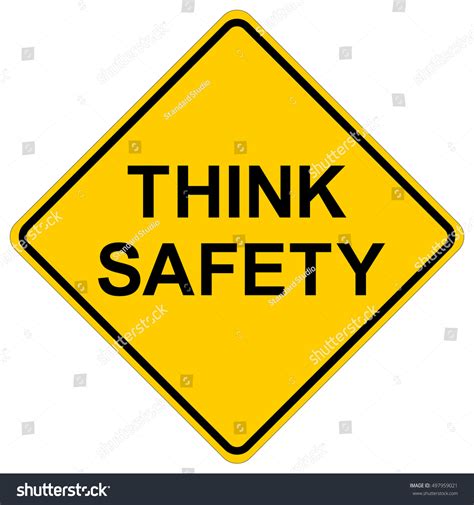 Think Safety Yellow Square Warning Sign Stock Vector (Royalty Free ...