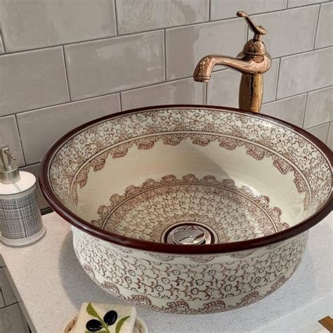 Ceramic Unique Wandb Wash Basin Bathroom Vessel Sink Above Etsy