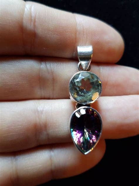 Mystic Topaz Pendant With Green Amethyst Mystic Quartz Etsy Mystic