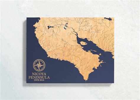 Nicoya Peninsula Costa Rica Map Engraved Wood Coastal Chart | Etsy