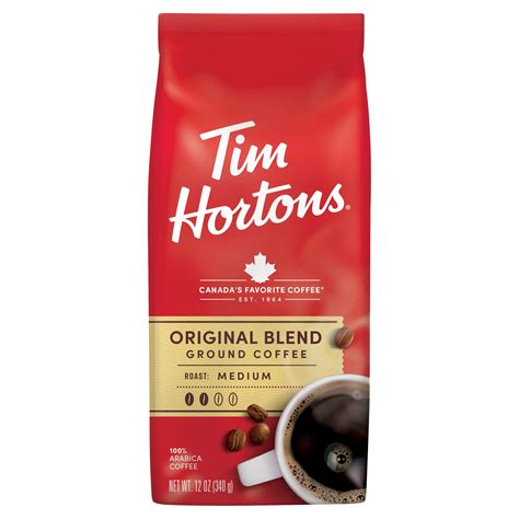 Tim Hortons Original Blend Ground Coffee 100 Arabica Medium Roast 12oz Bag