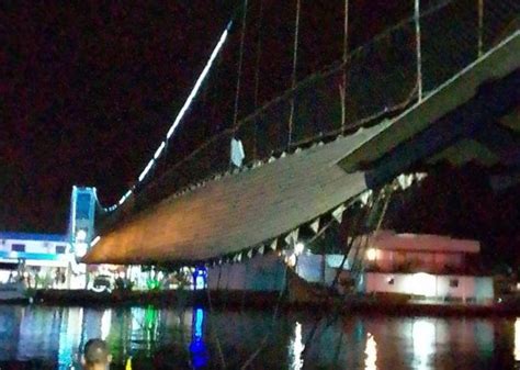 Veja as imagens do momento em que a Ponte Pênsil se rompe em Torres