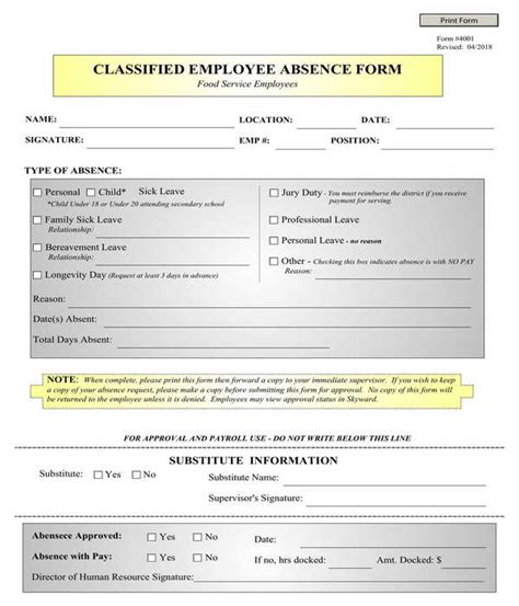 Free Printable Leave Of Absence Form Printable Templates