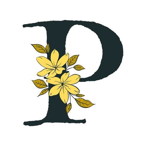 The Letter D Is Decorated With Yellow Flowers On Its Side And Leaves