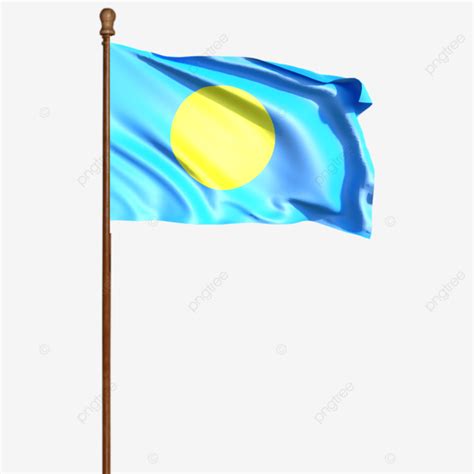 Palau Flag With Pole Palau Flag Waving Palau Flag Palau Png