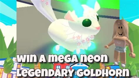 Mega Neon Goldhorn Giveaway In Roblox Adopt Me Enter Now Playing