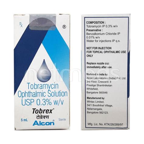 Buy Tobrex Eye Drops 5ml Online At Upto 25 Off Netmeds