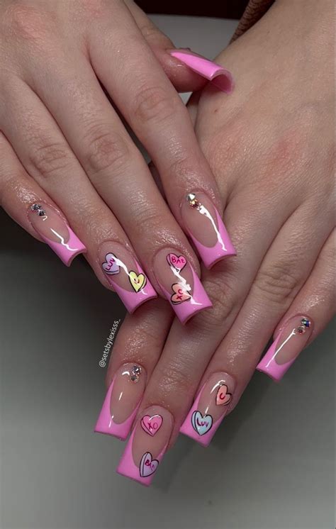 Candy Heart Nails Valentines Day Nails Valentines Nails Nail