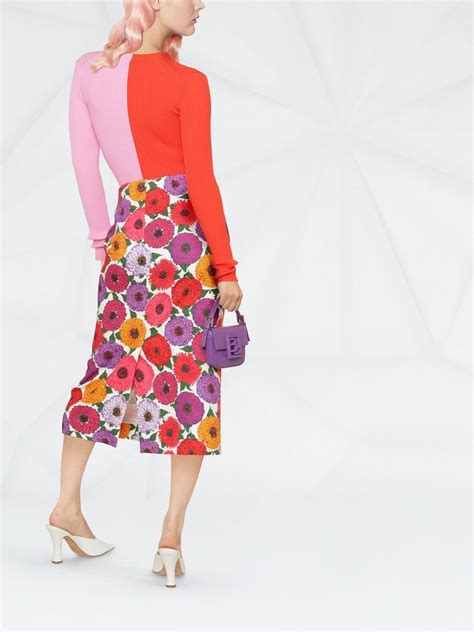 La Doublej Zinnie Floral Print Pencil Skirt In Pink Modesens