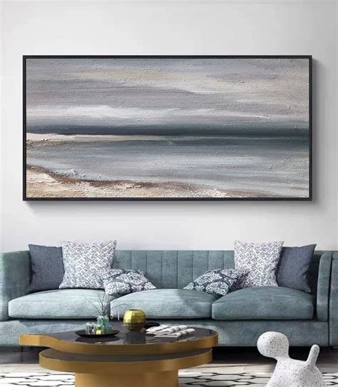 Large Coastal Wall Art Ocean Paintings On Canvas Cloud And Sky Etsy