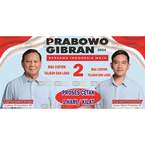 Jual Banner Spanduk Pemilu Prabowo Gibran 2024 Bisa Cod 3x2