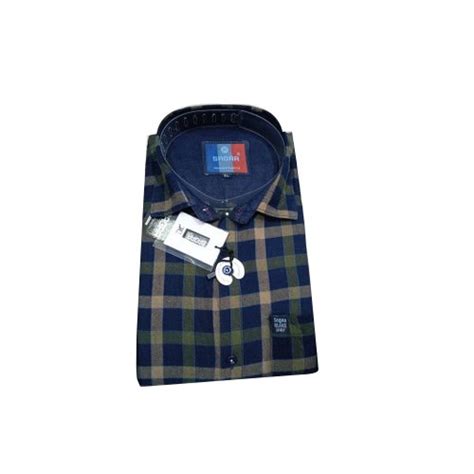 Sagaa Casual Wear Collar Neck Mens Cotton Check Shirt Machine Wash