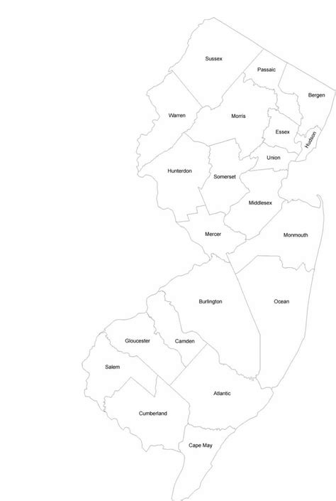 New Jersey County Map with County Names Free Download