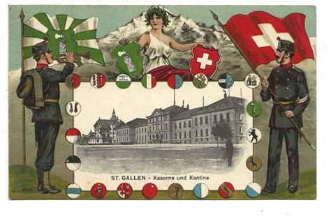 St Gallen Kaserne Militär Passepartout Litho 1915 Kaufen auf