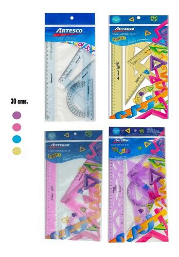 Kit 4 Estuche Geométrico Irrompible De Colores 30 Cm Artesco MercadoLibre