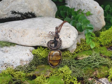 Miedziany Wisior Wire Wrapping Z Tygrysim Okiem Sklep Online Artyferia