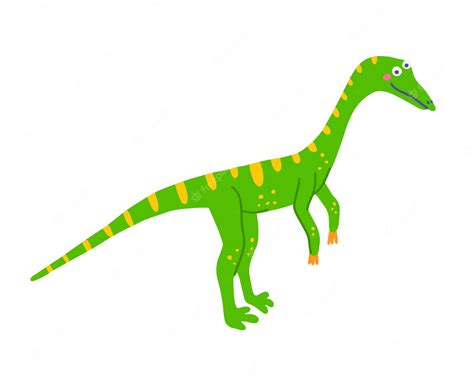 Lindo Dinosaurio Carnívoro Compsognathus Vector Ilustración Plana En Estilo Dibujado A Mano