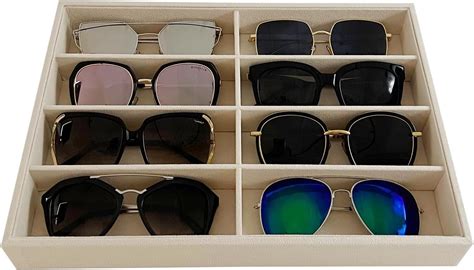 Amylove 2 Pcs Sunglass Organizer Trays Velvet Glasses Tray