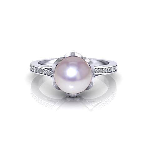 Diamond Cultured Pearl Ring - Jewelry Designs