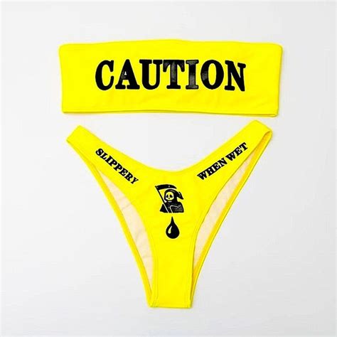 Swim Caution Strapless Bikini Set Poshmark