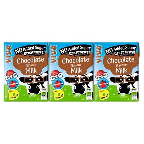 Viva Chocolate Flavour Milk 3 X 200ml Milkshakes Iceland Foods