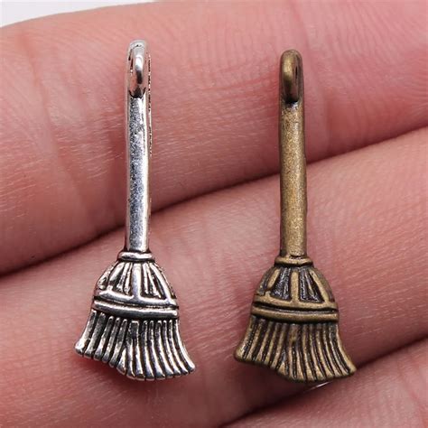 WYSIWYG 20pcs 27x10mm Pendant Broom Wizard S Broom Charm Pendants For