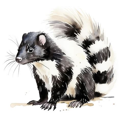 Premium Ai Image There Is A Striped Skunk Sitting On The Ground