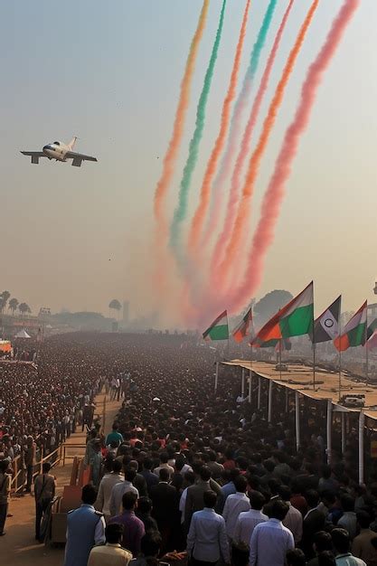 Premium Photo | Indian Air Force jets performing a tricolor flypast ...