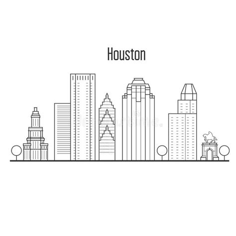 Houston Skyline Line Drawing Stock Illustrations 33 Houston Skyline