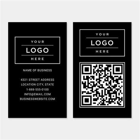 Custom Black Business Logo And Website Qr Code Business Card Zazzle Qr Code Business Card