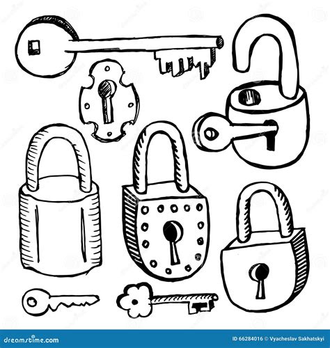 Old Locks And Keys On White Background Stock Vector Illustration Of Open Padlock 66284016