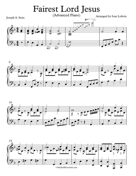 Free Piano Arrangement Sheet Music – Fairest Lord Jesus – Michael Kravchuk