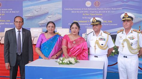 Indian Navy Launches Fourth And Fifth Ship Of Anti Submarine Warfare Swc