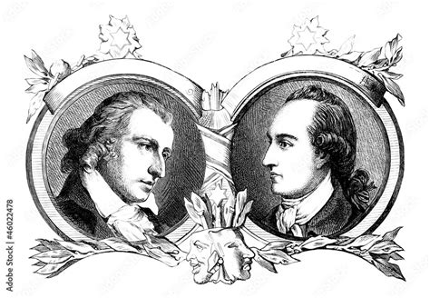 Portrait Men 18th19th Century Schiller And Goethe Stock Illustration