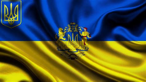 Обои Национальный, флаг, Украины, герб, синий, желтый, цвет, красиво ...