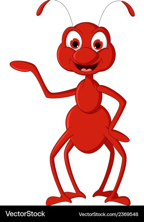 Red ant cartoon presenting Royalty Free Vector Image