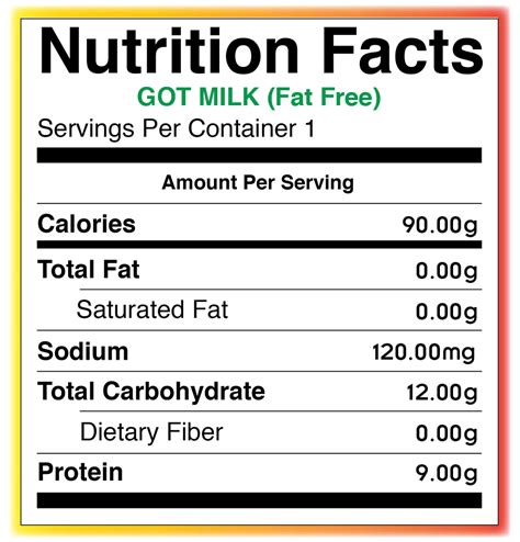 Lactose Free Milk Nutrition Label - Trovoadasonhos