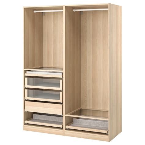 Pax Wardrobe Combination White Stained Oak Effect Ikea