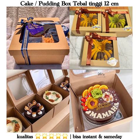 Jual Kotak Kue Tebal Box Kue Jendela Cake Box Pudding Hampers Bolu 22x22x12cm Dan 25x25x12