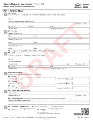 Fillable Online Fillable Online General Tenancy Agreement Form 18a Fax