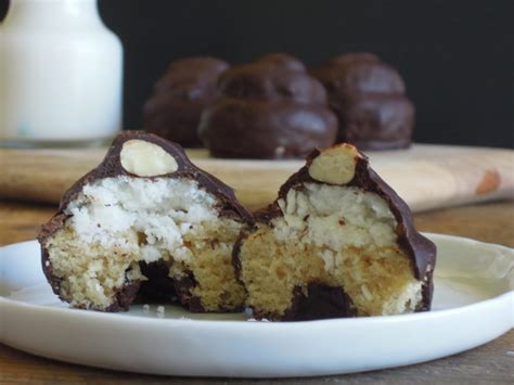 A Unique Donut Flavor These Gluten Free Almond Joy Mini Donuts Are Stuffed With Coconut And