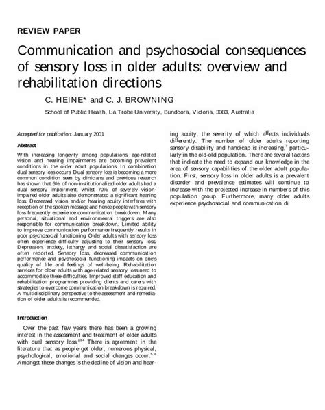 Pdf Communication And Psychosocial Consequences Of Sensory Loss In Older Adults Overview And