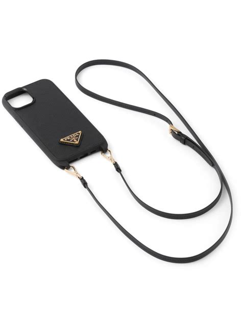 Prada Saffiano Leather Iphone Pro Case Black Farfetch Uk