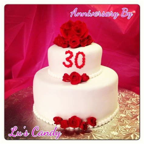 Anniversary cake inspired inthe original wedding colors and flower (red roses) detailed with ...