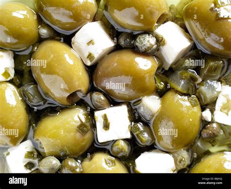 Olives Kaper Quiet Life Capparis Spinosa Feta Salad Greek Stock Photo