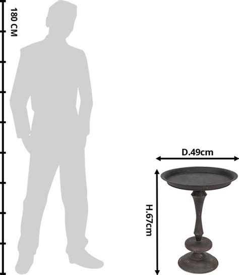 Clayre Eef Bijzettafel Ø 49x67 cm Zwart Ijzer Side table Tafeltje