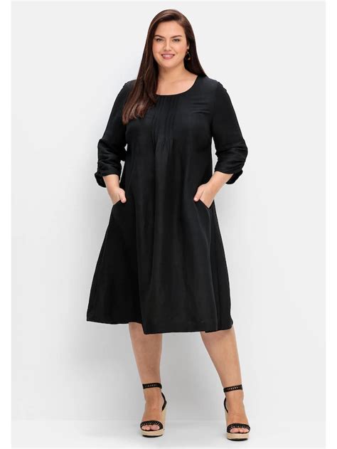 Black Friday Sheego Sommerkleid Große Größen in A Linie aus Leinen