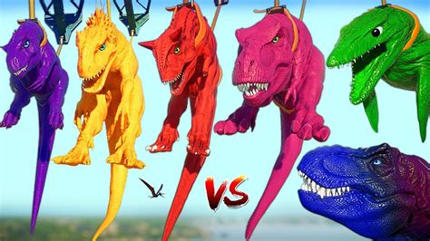 Sentry Allosaurus Vs Vixen T Rex And Mosasaurus Spinosaurus Jurassic World Evolution 2 Dinosaurs